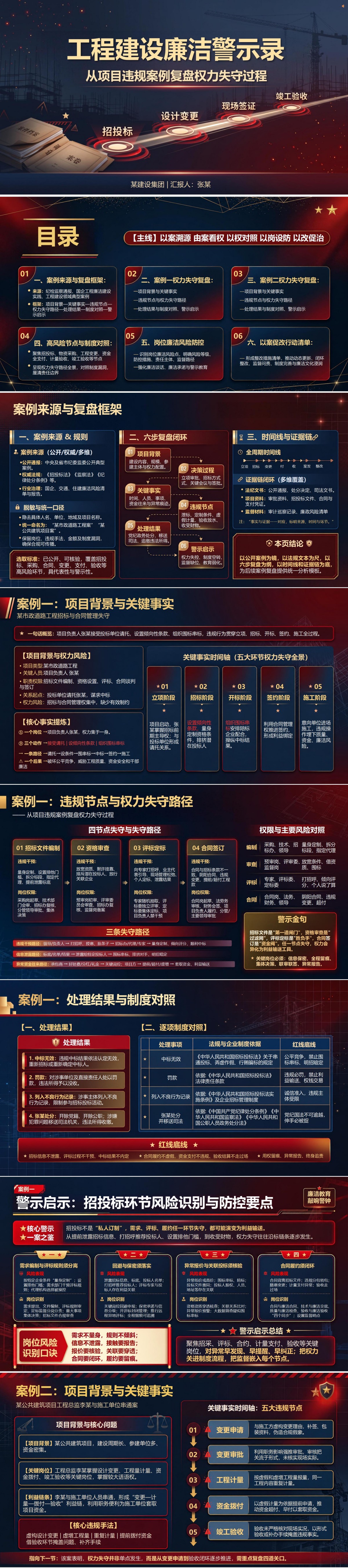 工程建设廉洁警示教育PPT：从项目违规案例复盘权力失守过程｜课件+讲稿封面图1