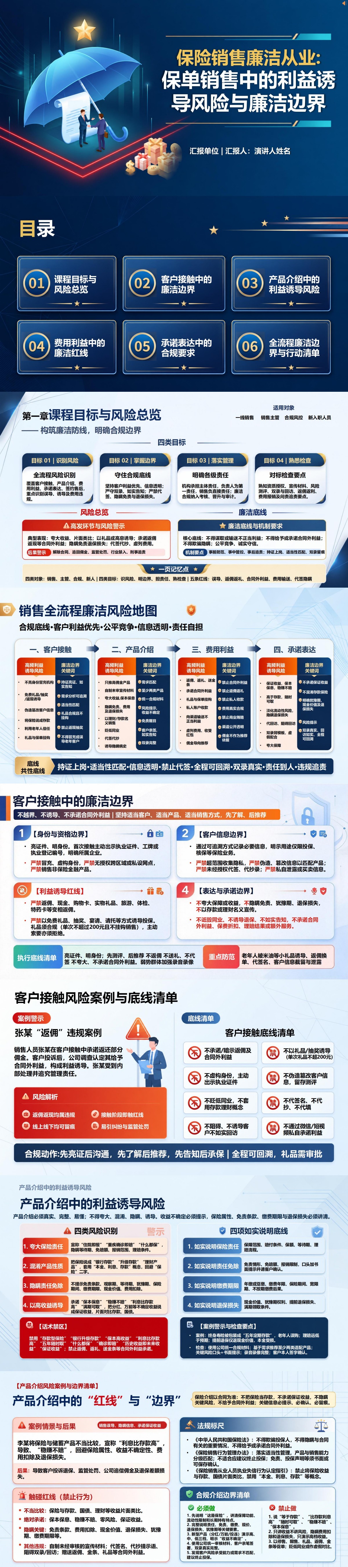 保险销售廉洁从业PPT：保单销售中的利益诱导风险｜课件+讲稿封面图1