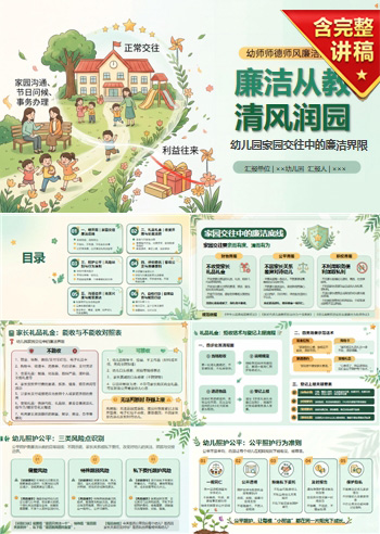 幼师师德师风廉洁从教PPT：幼儿园家园交往中的廉洁界限｜课件+讲稿