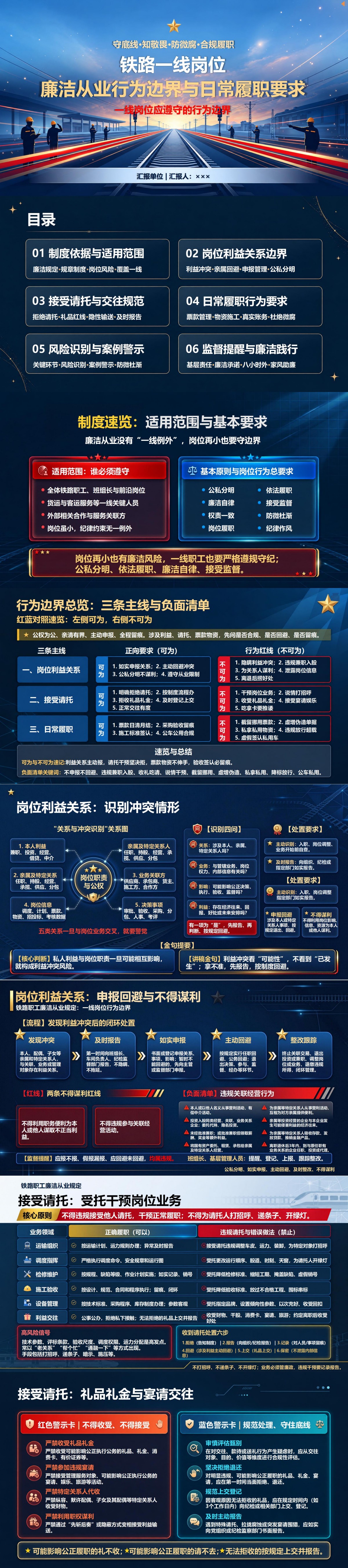 铁路职工廉洁从业规定PPT：一线岗位应遵守的行为边界｜课件+讲稿封面图1