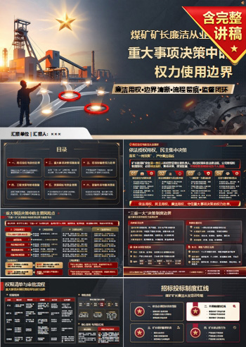 煤矿矿长廉洁从业风险PPT：重大事项决策中的权力使用边界｜课件+讲稿