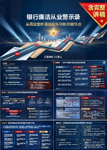 银行廉洁从业典型案例PPT：从真实案件看岗位失守的关键节点｜课件+讲稿