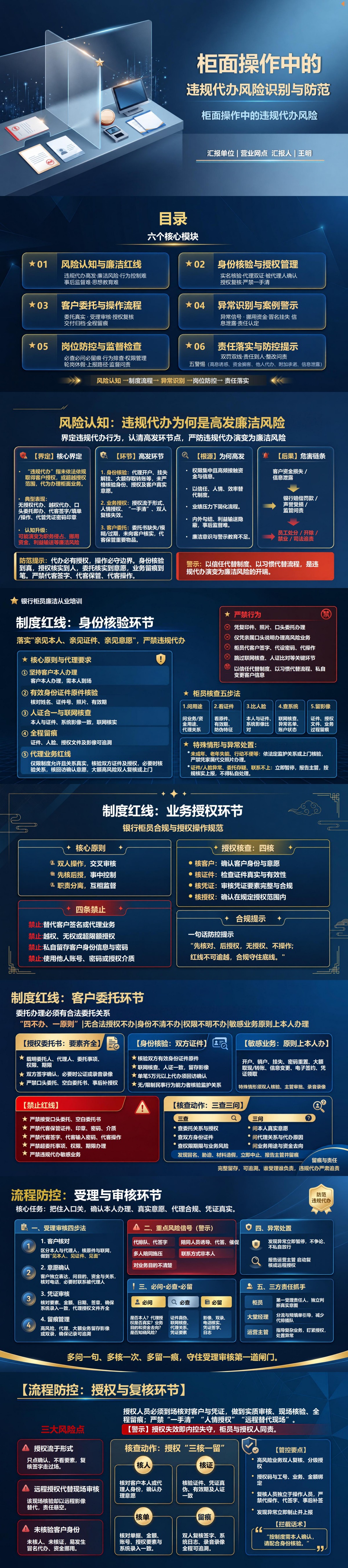银行柜员廉洁从业PPT：柜面操作中的违规代办风险｜课件+讲稿封面图1