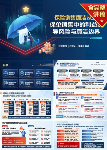 保险销售廉洁从业PPT：保单销售中的利益诱导风险｜课件+讲稿