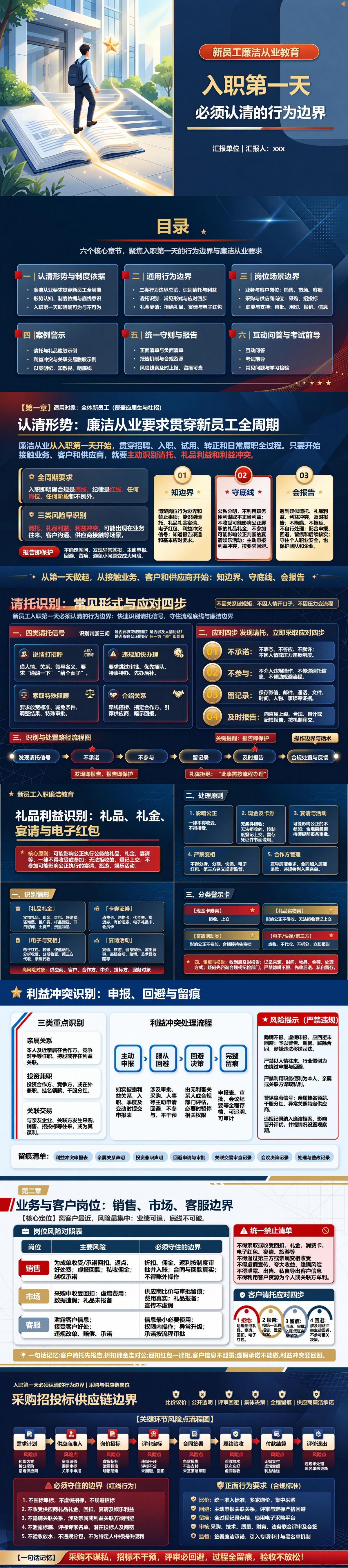 新员工入职廉洁教育PPT：入职第一天必须认清的行为边界｜课件+讲稿封面图1