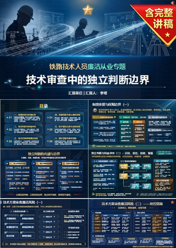 铁路技术人员廉洁从业PPT：技术审查中的独立判断边界｜课件+讲稿