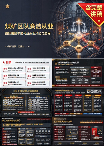 煤矿区队廉洁从业PPT：班队管理中的利益分配风险｜课件+讲稿