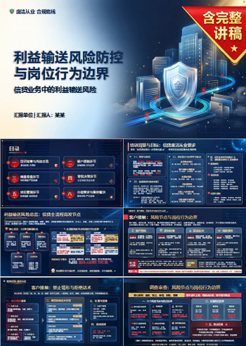 银行信贷廉洁从业培训PPT：信贷业务中的利益输送风险｜课件+讲稿