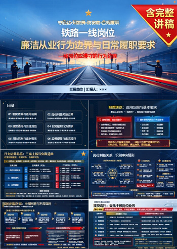 铁路职工廉洁从业规定PPT：一线岗位应遵守的行为边界｜课件+讲稿