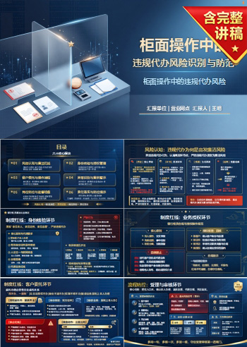 银行柜员廉洁从业PPT：柜面操作中的违规代办风险｜课件+讲稿