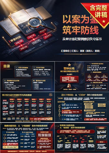 审计人员廉洁警示教育PPT：从审计违纪案例辨识失守环节｜课件+讲稿