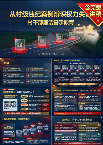 村干部廉洁警示教育PPT：从村级违纪案例辨识权力失范｜课件+讲稿