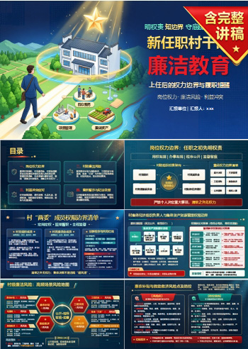 新任职村干部廉洁教育PPT：上任后的权力边界与履职提醒｜课件+讲稿