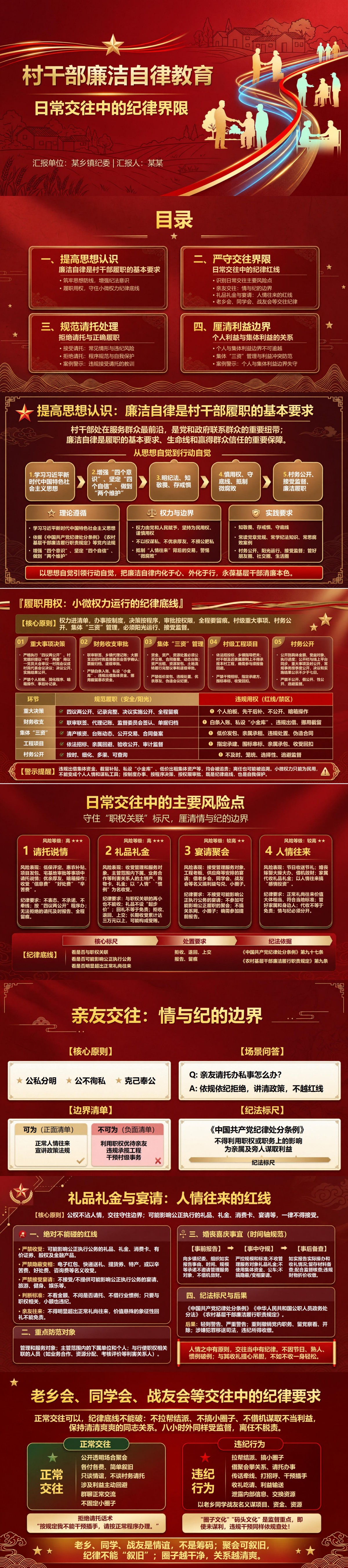 村干部廉洁自律教育PPT：日常交往中的纪律界限｜课件+讲稿封面图1