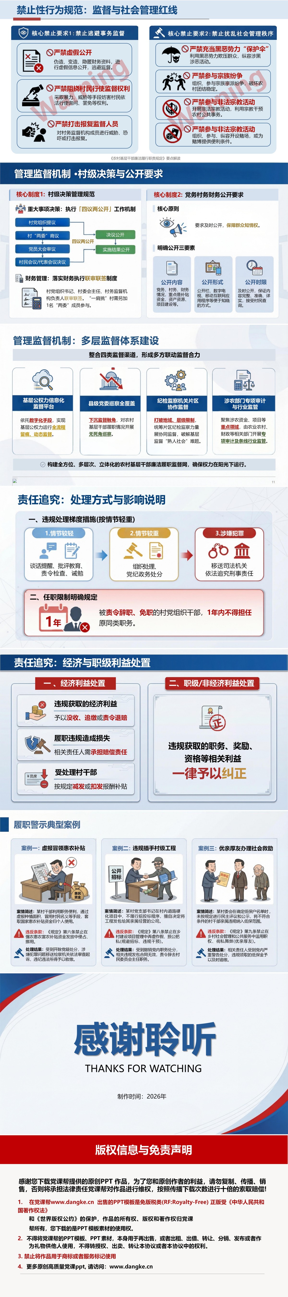 农村基层干部廉洁履职规定解读PPT：七类行为红线与监督追责要求｜课件+讲稿内容预览2
