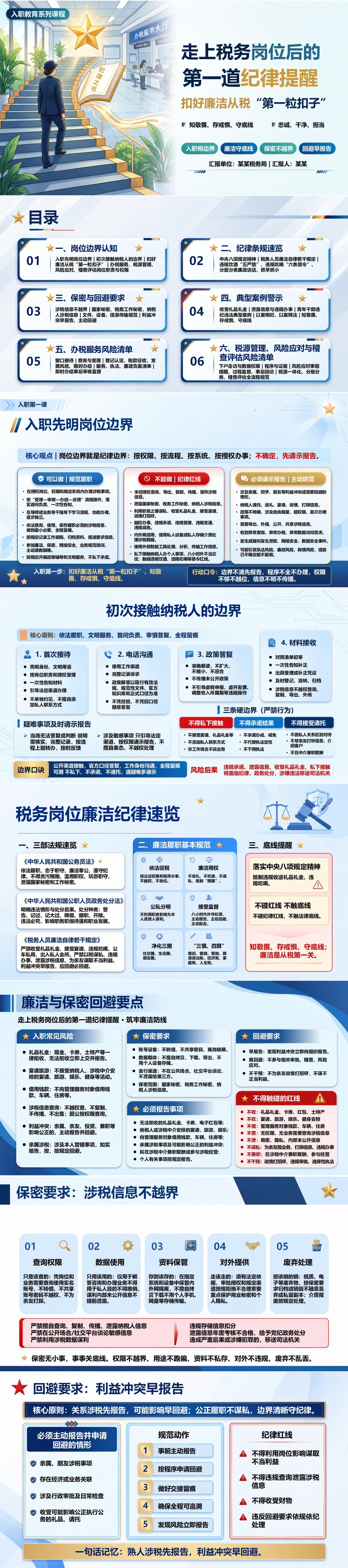 税务新进人员廉洁教育PPT：走上税务岗位后的第一道纪律提醒｜课件+讲稿封面图1