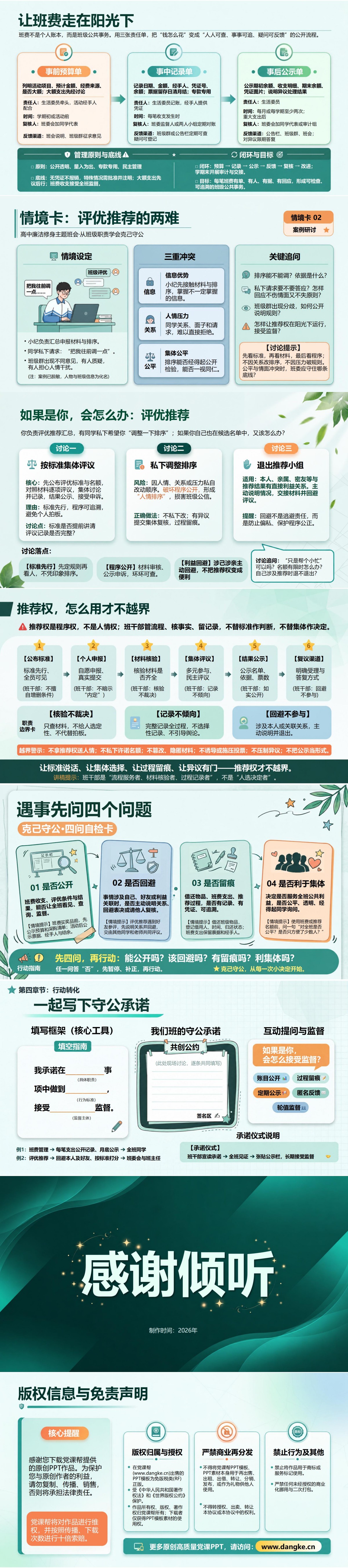高中廉洁修身主题班会PPT：从班级职责学会克己守公｜课件+讲稿内容预览2