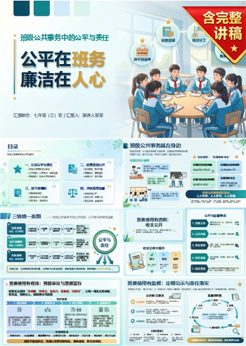 廉洁主题班会PPT：班级公共事务中的公平与责任｜课件+讲稿