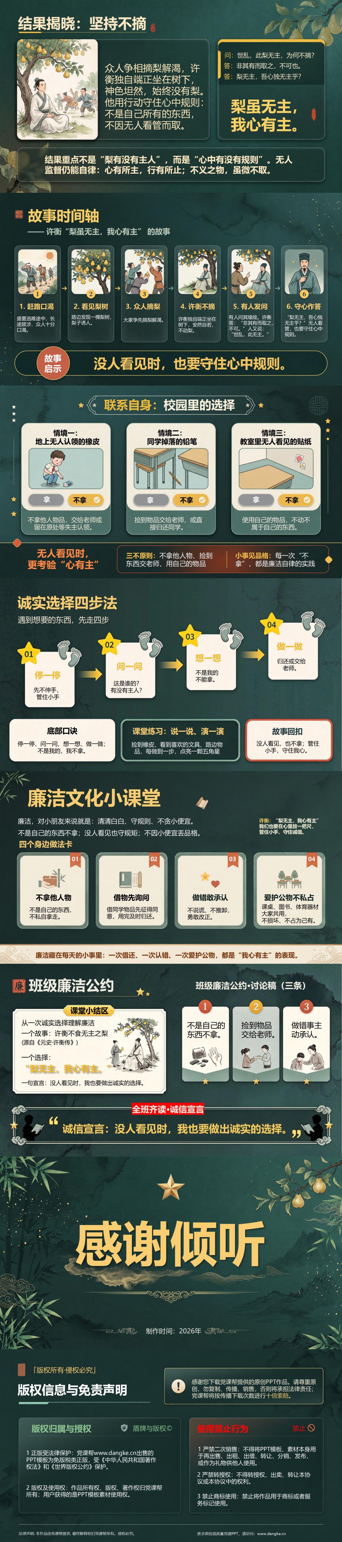 小学生廉洁诚信的故事PPT：从一次诚实选择理解廉洁｜课件+讲稿内容预览2