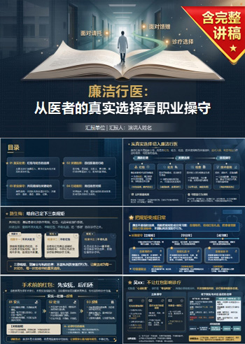 廉洁行医故事PPT：从医者的真实选择看职业操守｜课件+讲稿