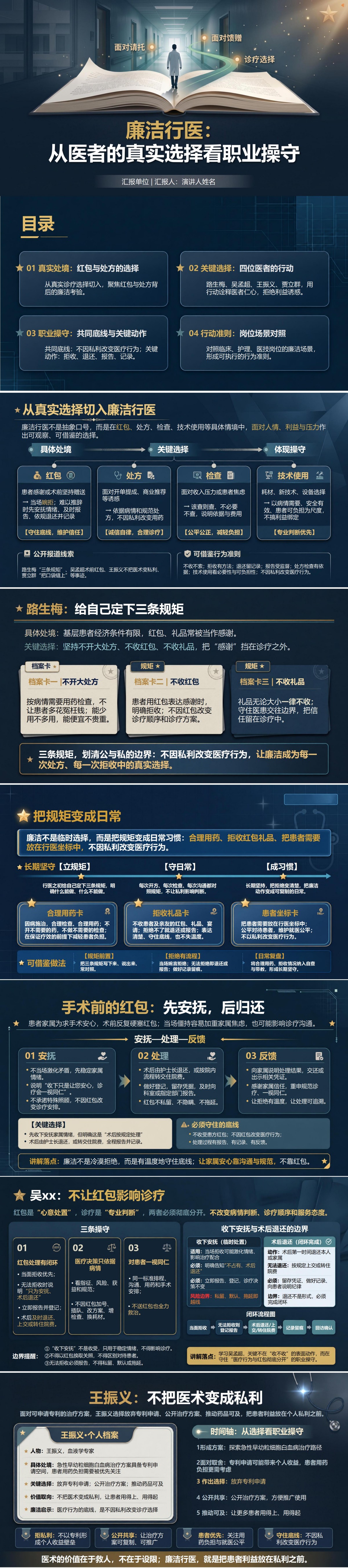 廉洁行医故事PPT：从医者的真实选择看职业操守｜课件+讲稿封面图1