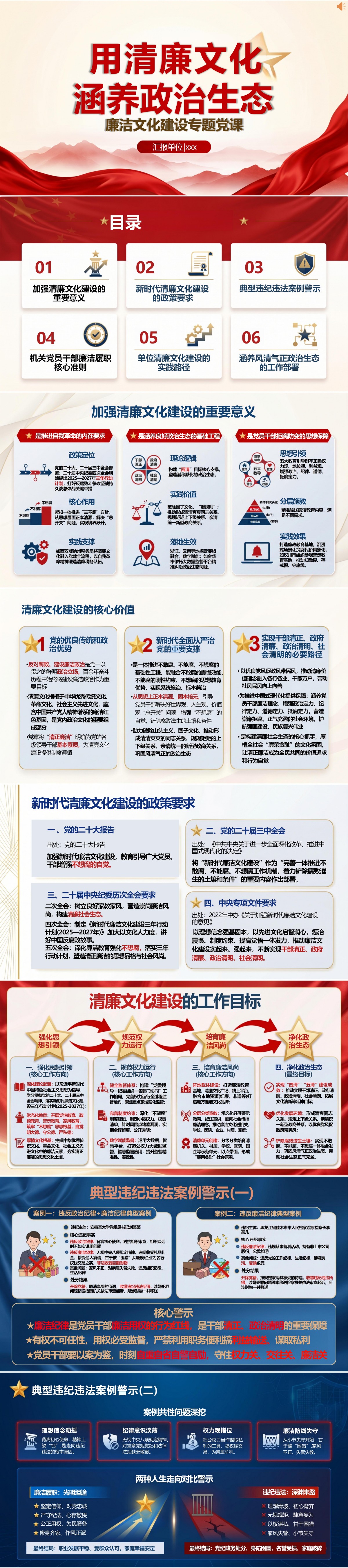 机关廉洁文化建设PPT：用清廉文化涵养风清气正政治生态｜课件+讲稿封面图1
