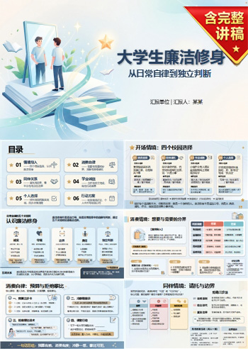 大学生廉洁修身的途径PPT：从日常自律到独立判断｜课件+讲稿