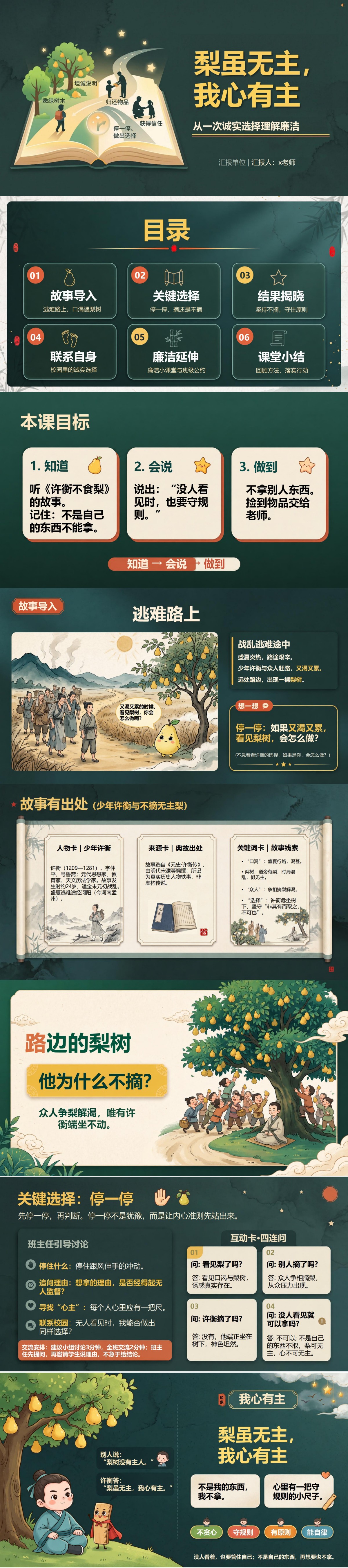小学生廉洁诚信的故事PPT：从一次诚实选择理解廉洁｜课件+讲稿封面图1