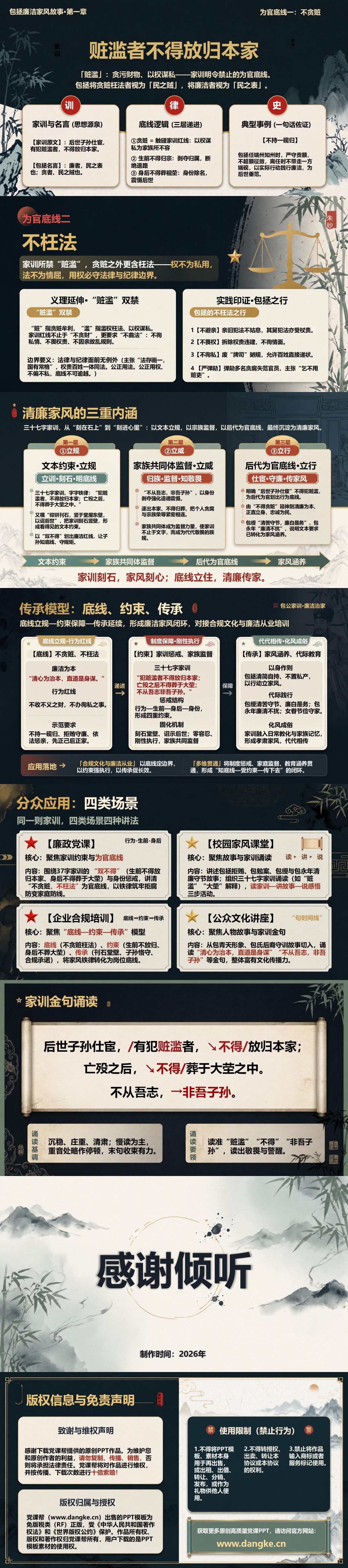 包拯廉洁家风故事PPT：一则家训划定后代为官底线｜课件+讲稿内容预览2