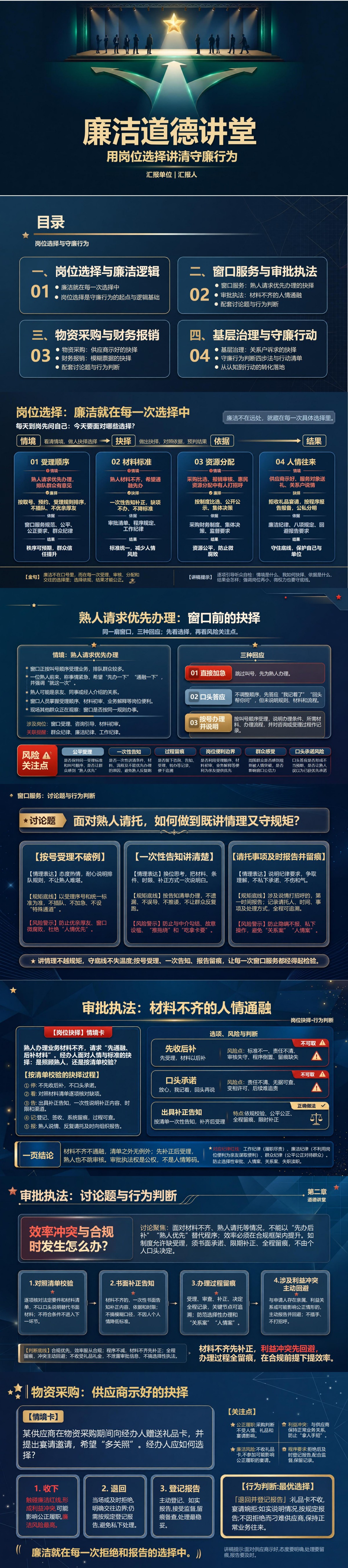 廉洁道德讲堂PPT：用岗位选择讲清守廉行为｜课件+讲稿封面图1