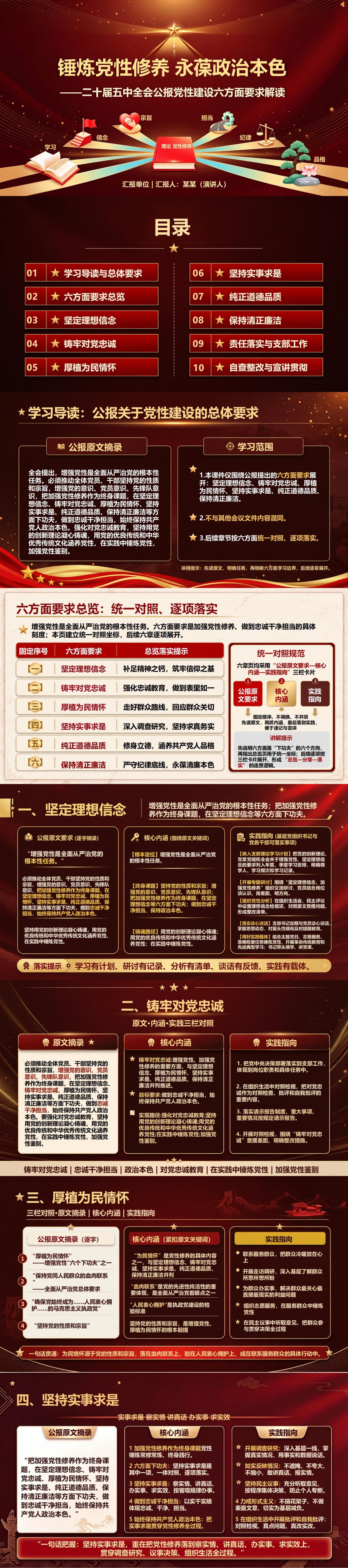 二十届五中全会公报党性建设PPT：讲清党性修养的六方面要求｜课件+讲稿封面图1