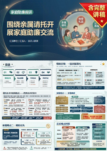 家庭助廉座谈会PPT：围绕亲属请托开展家庭助廉交流｜课件+讲稿