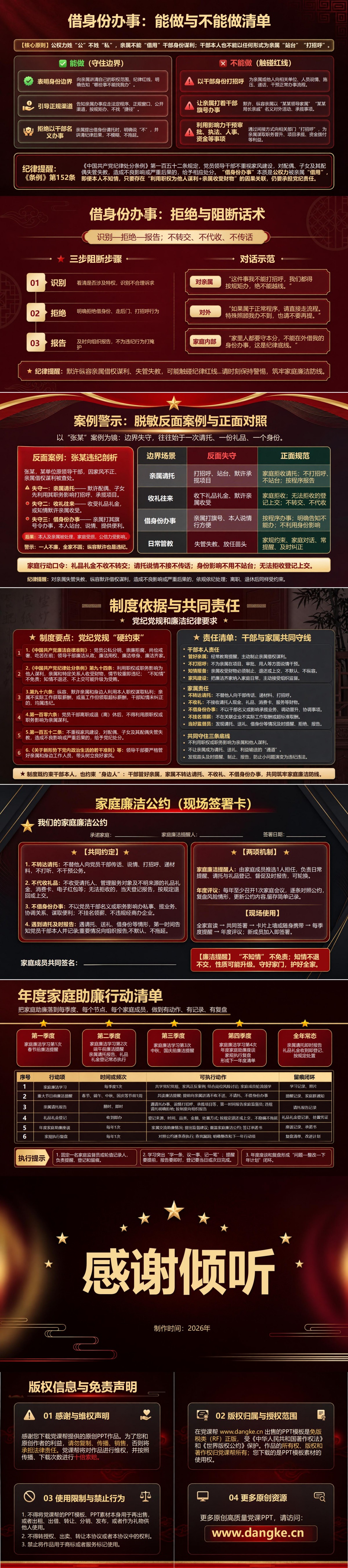 党员廉洁家规家训PPT：用家规约束亲属借权谋利｜课件+讲稿内容预览2