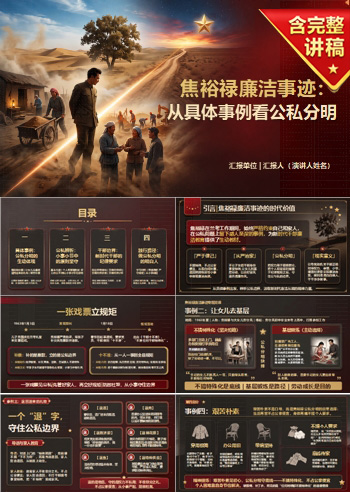 焦裕禄廉洁事迹PPT：从具体事例看公私分明｜课件+讲稿