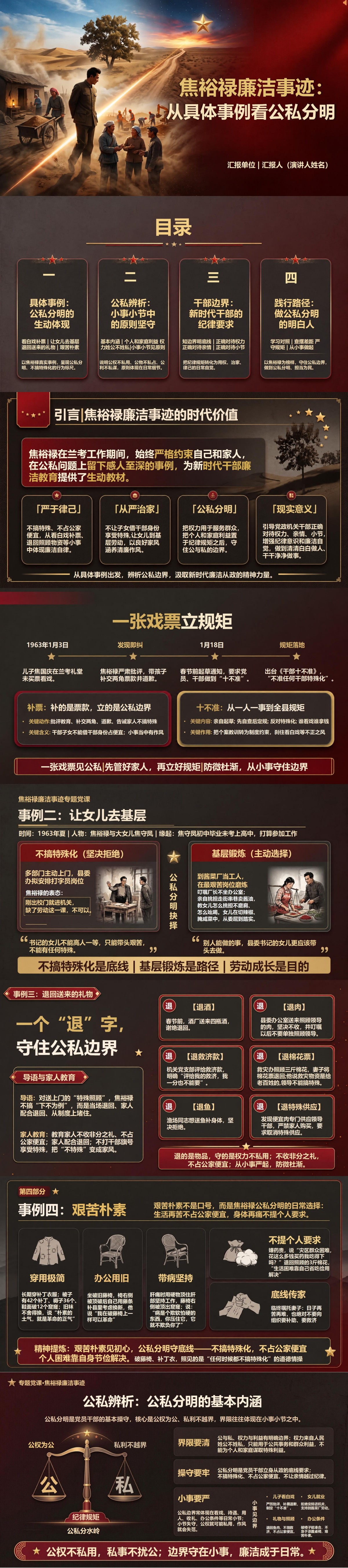 焦裕禄廉洁事迹PPT：从具体事例看公私分明｜课件+讲稿封面图1