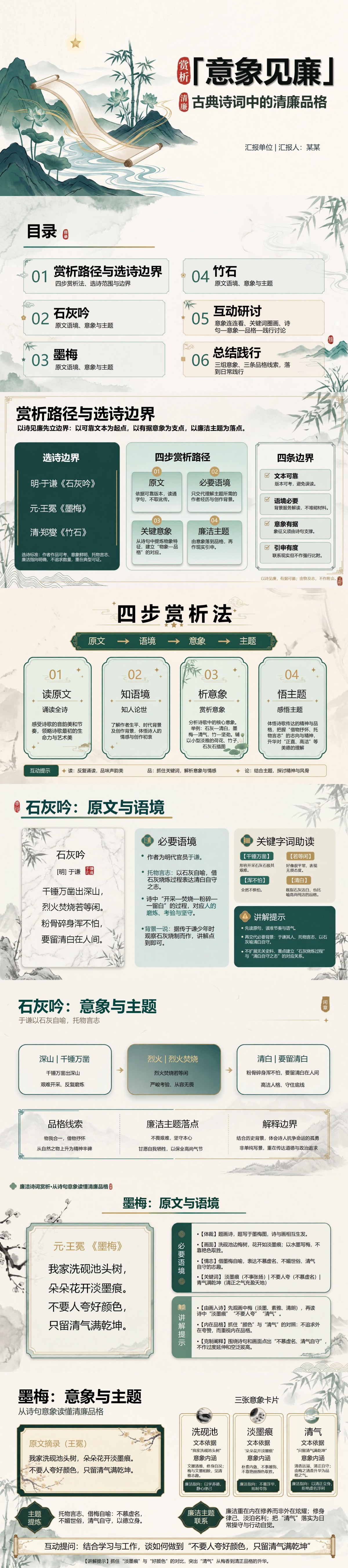 廉洁诗词赏析PPT：从诗句意象读懂清廉品格｜课件+讲稿封面图1