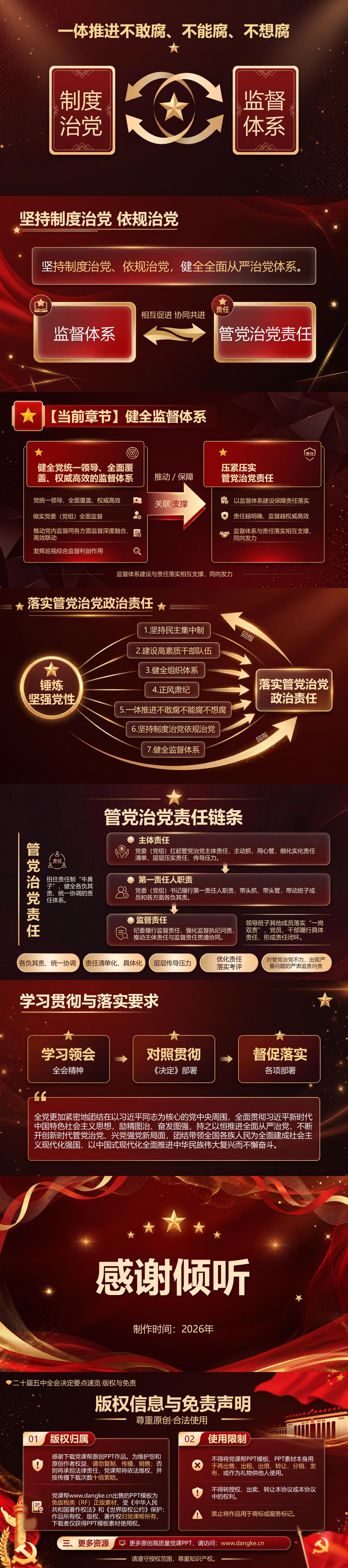 二十届五中全会决定要点速览PPT：依据公报梳理全面从严治党重点任务｜课件+讲稿内容预览2