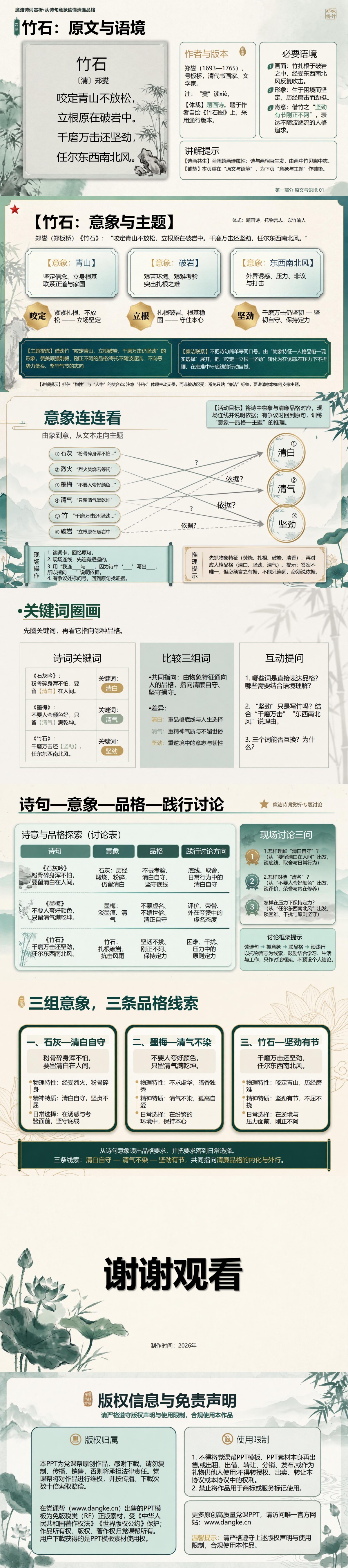 廉洁诗词赏析PPT：从诗句意象读懂清廉品格｜课件+讲稿内容预览2