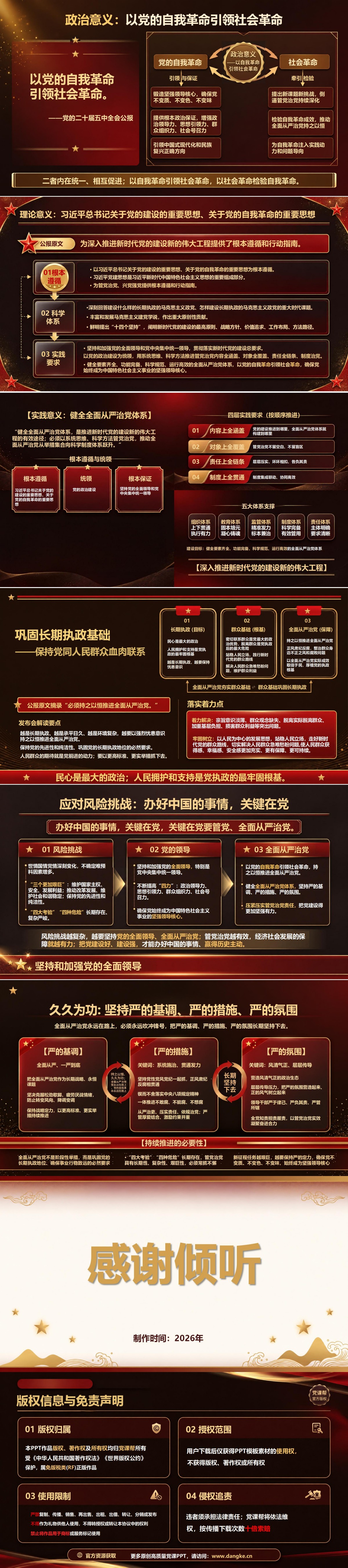 二十届五中全会主题学习PPT：认识持之以恒推进全面从严治党的重要性和紧迫性｜课件+讲稿内容预览2