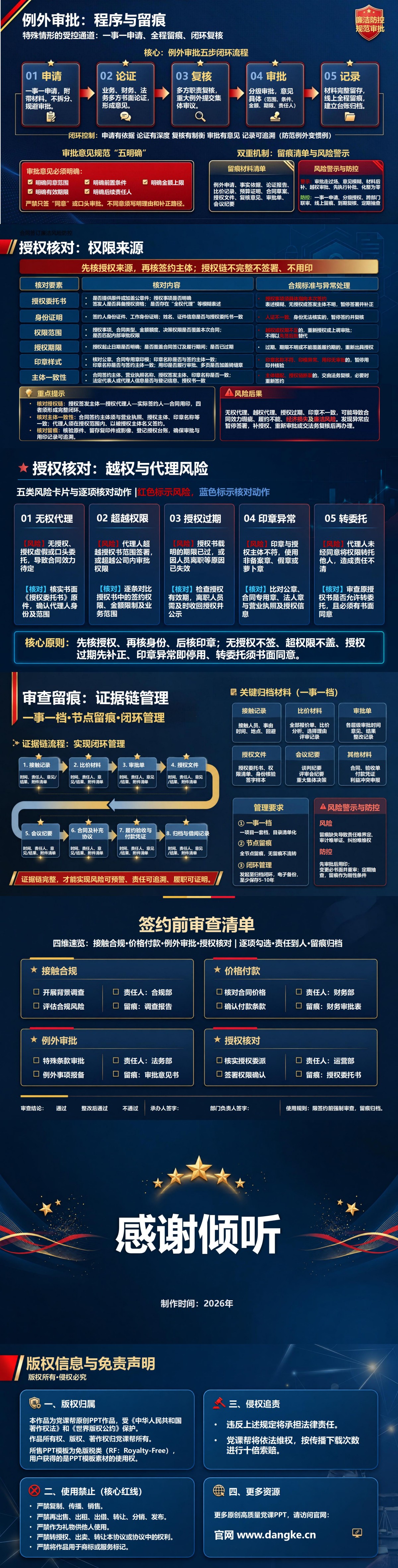 合同签订廉洁风险防控PPT：审清价格条款和审批权限｜课件+讲稿内容预览2