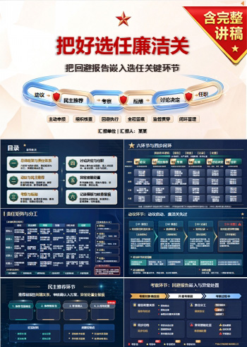 干部选拔任用廉洁风险防控PPT：把回避报告嵌入选任关键环节｜课件+讲稿