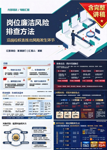 岗位廉洁风险排查方法PPT：沿岗位权责找出风险发生环节｜课件+讲稿