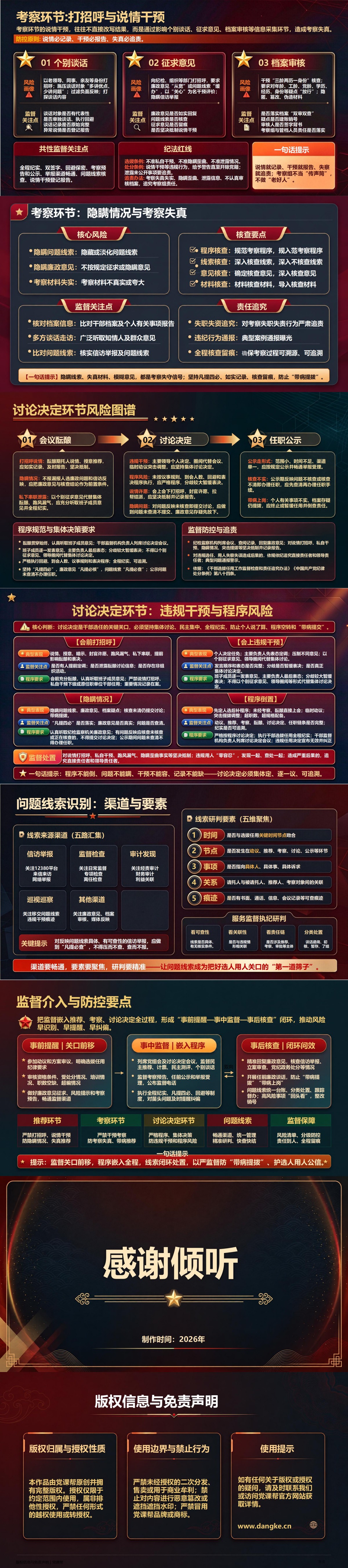 干部选拔流程廉洁风险PPT：逐环节识别推荐考察中的干预风险｜课件+讲稿内容预览2
