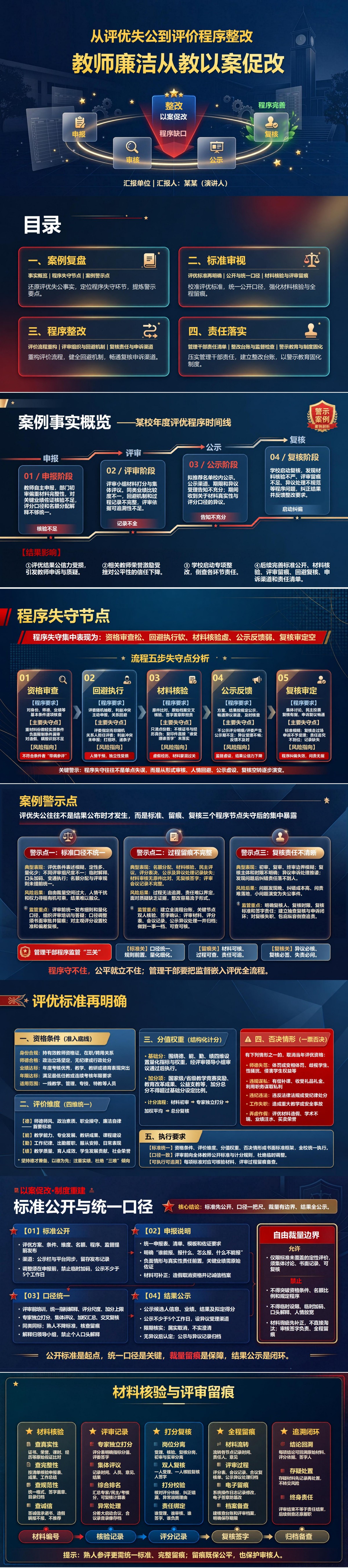 教师廉洁从教以案促改PPT：从评优失公到评价程序整改｜课件+讲稿封面图1