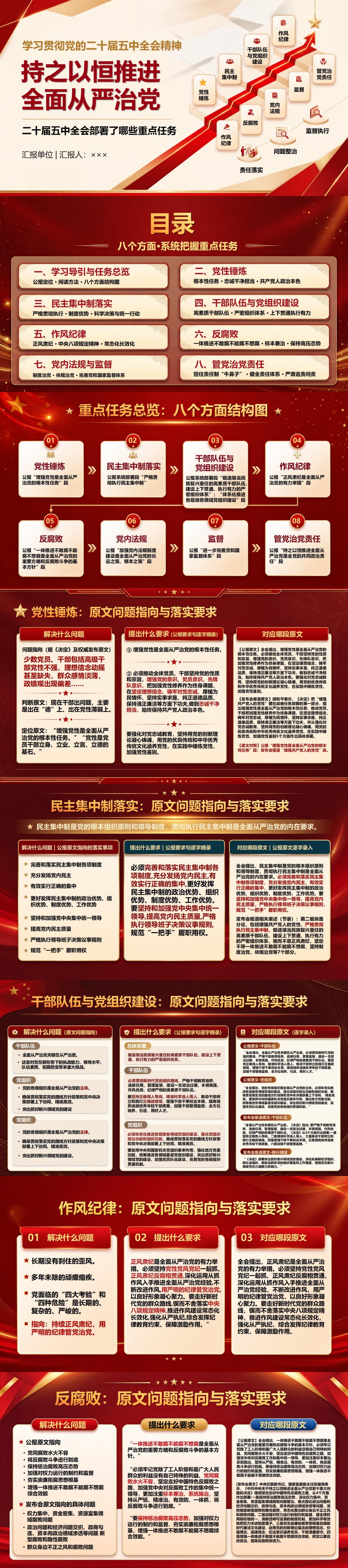 持之以恒全面从严治党最新解读PPT：二十届五中全会部署了哪些重点任务｜课件+讲稿封面图1