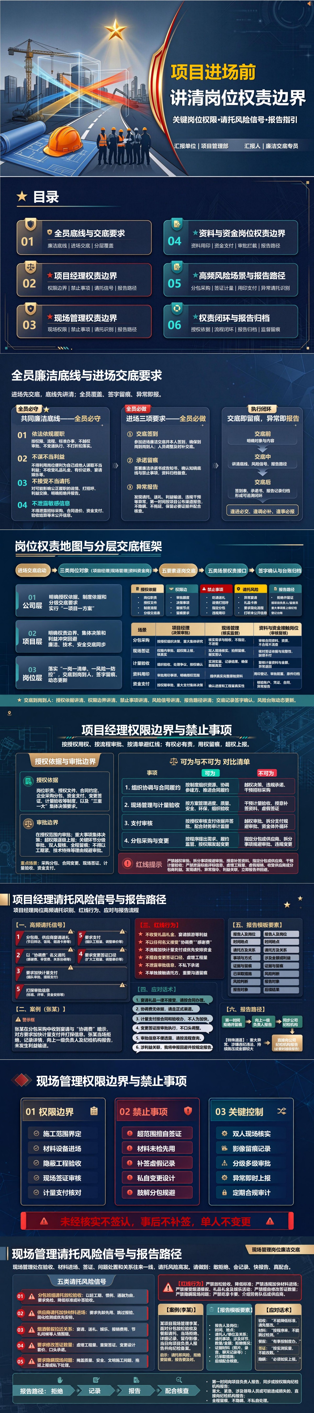工程项目廉洁风险交底PPT：项目进场前讲清岗位权责边界｜课件+讲稿封面图1