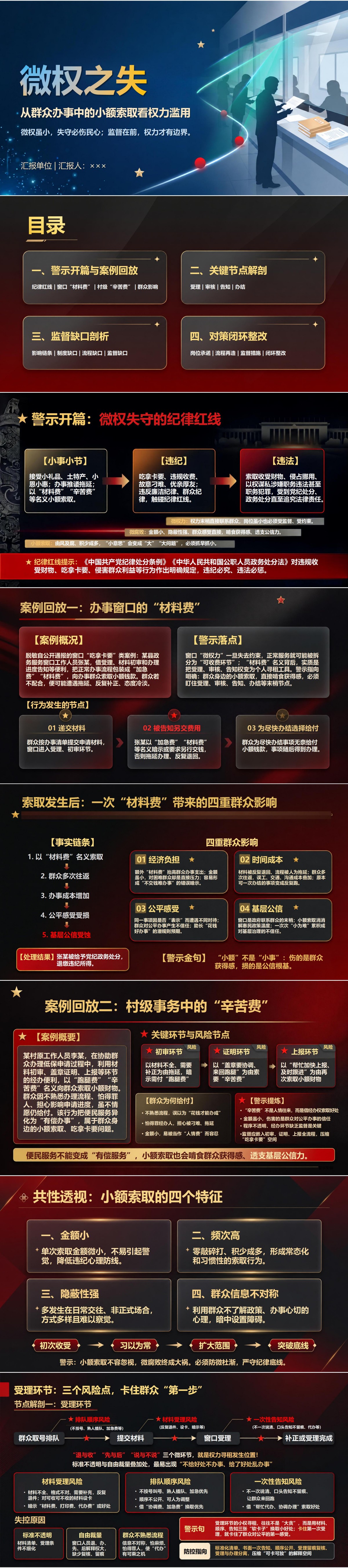 基层微腐败警示教育PPT：从群众办事中的小额索取看权力滥用｜课件+讲稿封面图1