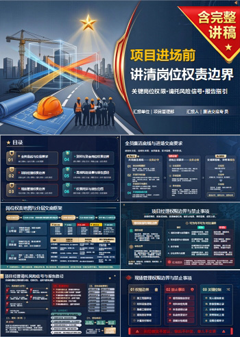 工程项目廉洁风险交底PPT：项目进场前讲清岗位权责边界｜课件+讲稿