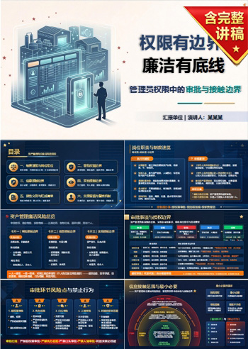 资产管理岗位廉洁风险PPT：管理员权限中的审批与接触边界｜课件+讲稿