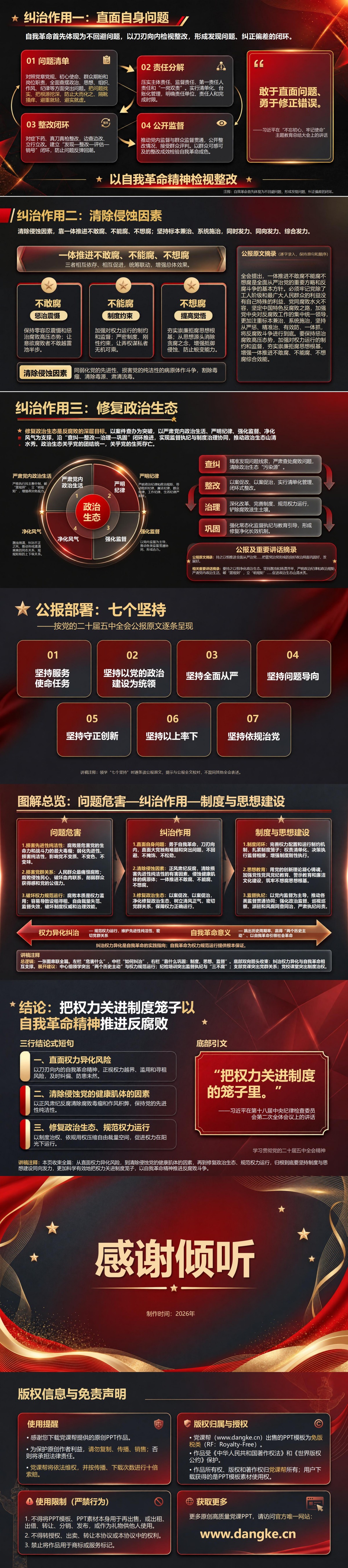 二十届五中全会自我革命与反腐败PPT：从纠治权力异化理解反腐败的自我革命意义｜课件+讲稿内容预览2
